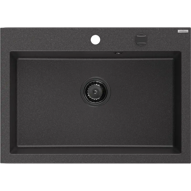 MEXEN/S Elix granitový dřez 1-miska 700 x 500 mm, černá kropenatá, sifon černá 6526701005-76-B