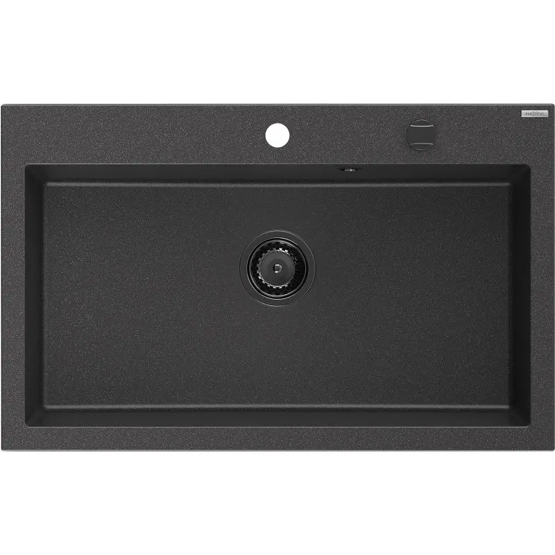 MEXEN/S Elix granitový dřez 1-miska 800 x 500 mm, černá kropenatá, sifon černá 6527801005-76-B