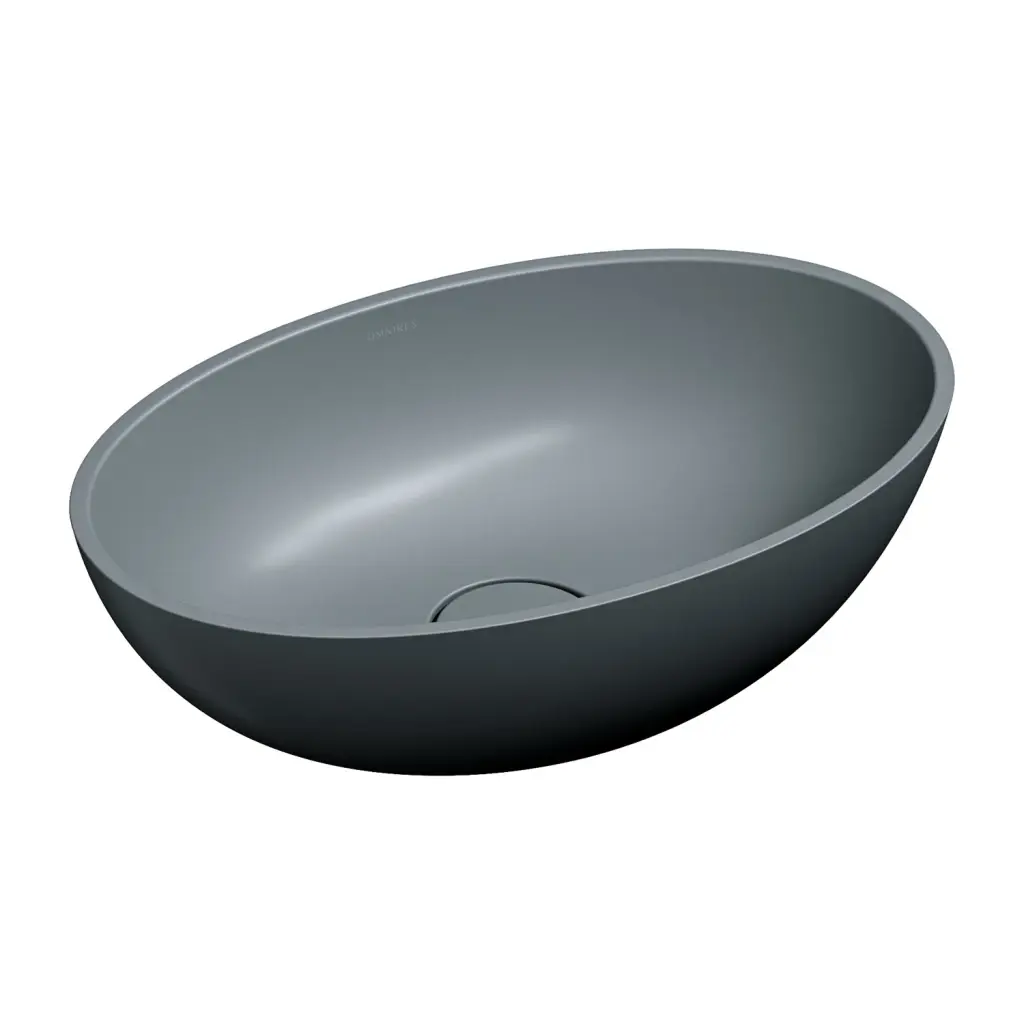 OMNIRES Shell M+ - Umyvadlo na desku 50x32 cm, bez přepadu, bez otvoru pro baterii, matná šedá SHELL500UNAG