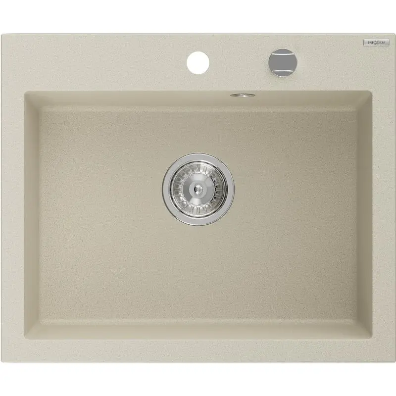 MEXEN Elix granitový dřez 1-miska 600 x 500 mm, béžový, sifon chrom 6525601005-69