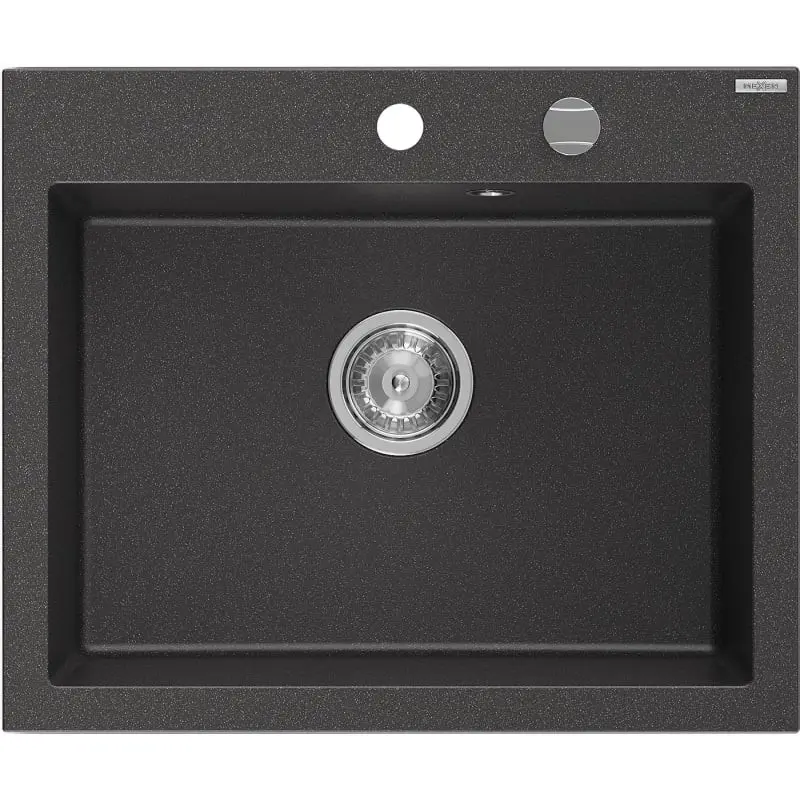 MEXEN Elix granitový dřez 1-miska 600 x 500 mm, černá kropenatá, sifon chrom 6525601005-76