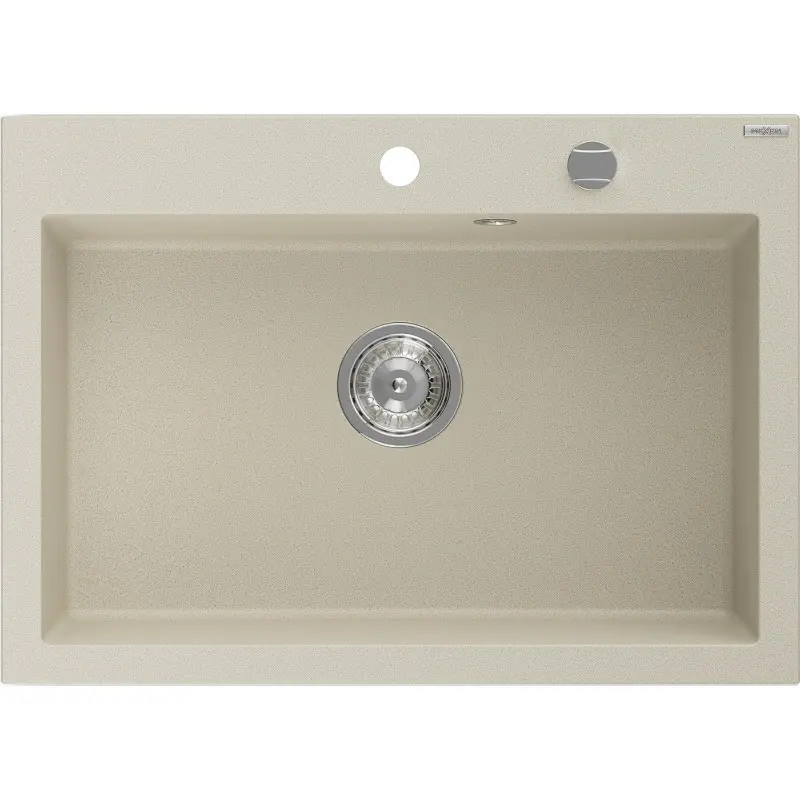 MEXEN Elix granitový dřez 1-miska 700 x 500 mm, béžový, sifon chrom 6526701005-69