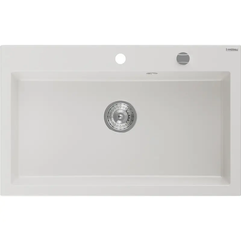 MEXEN Elix granitový dřez 1-miska 800 x 500 mm, bílá, sifon chrom 6527801005-20