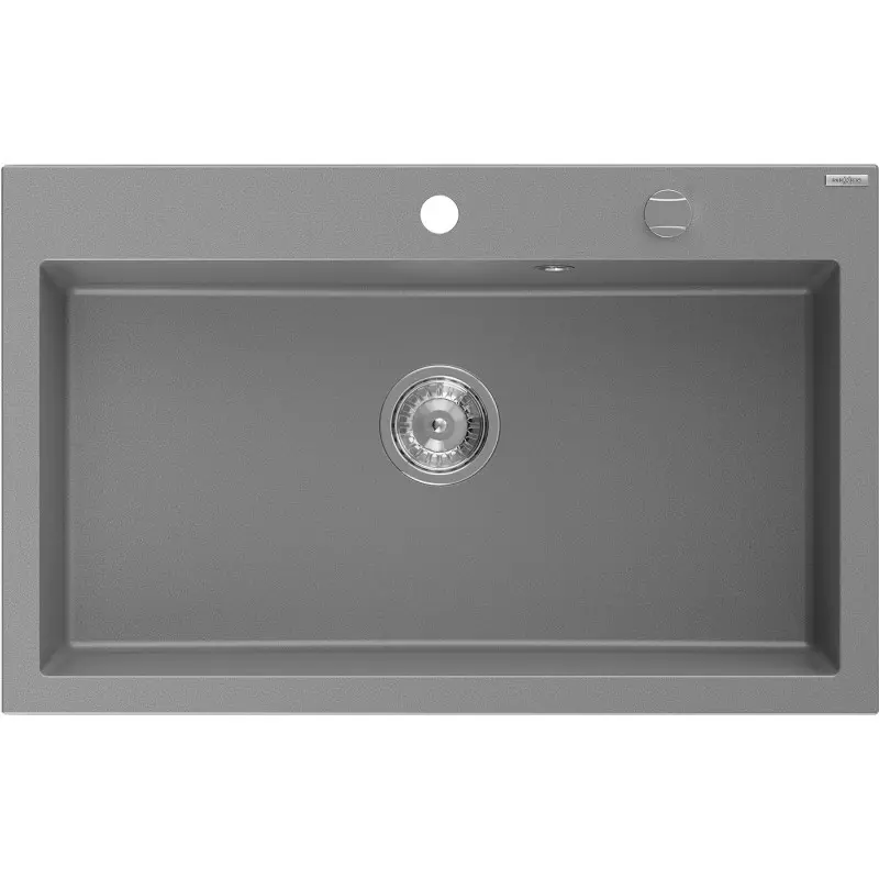 MEXEN Elix granitový dřez 1-miska 800 x 500 mm, šedý, sifon chrom 6527801005-71