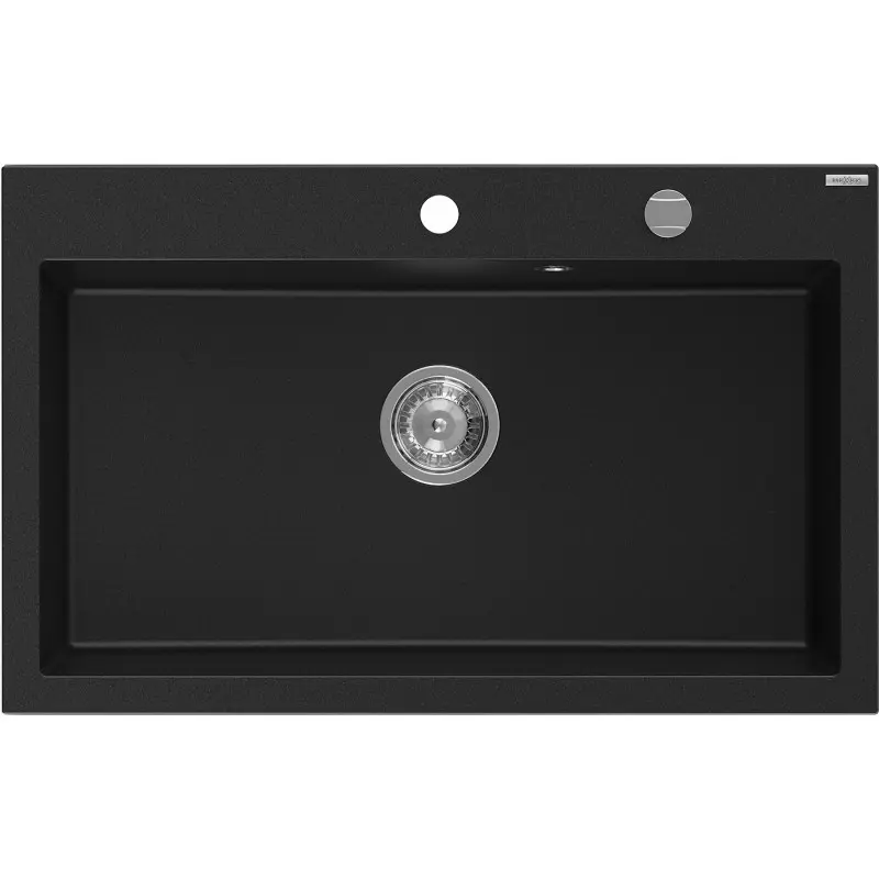 MEXEN Elix granitový dřez 1-miska 800 x 500 mm, černá, sifon chrom 6527801005-77