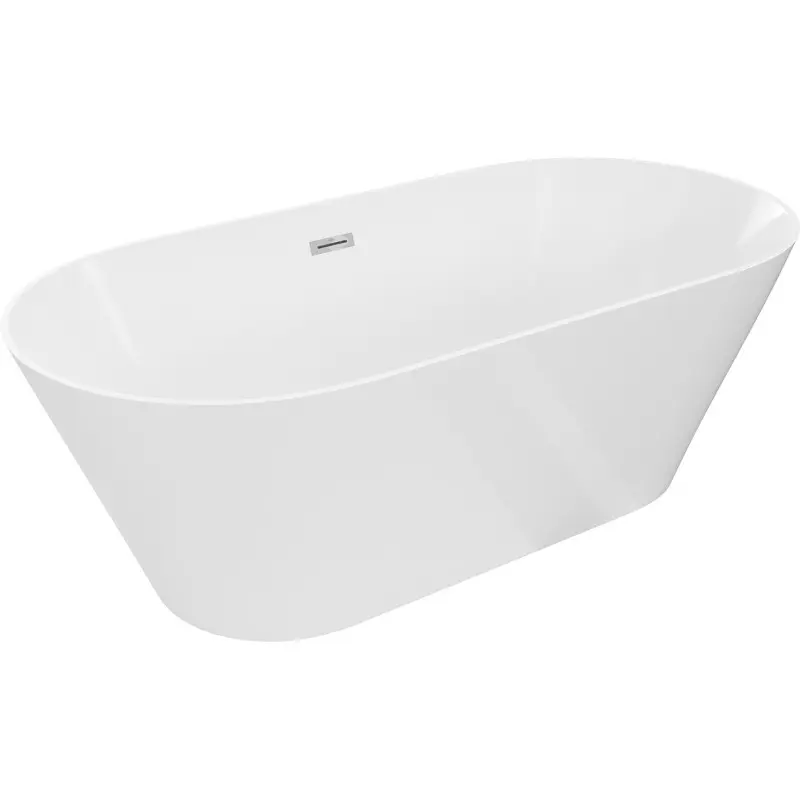 MEXEN/S Luna Slim volně stojící vana 170 x 75, bílá, sifon a přepad chrom 52041707500-01