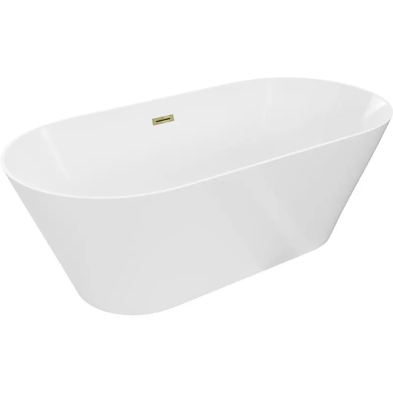 MEXEN/S Luna Slim volně stojící vana 170 x 75, bílá, sifon a přepad zlatá 52041707500-50