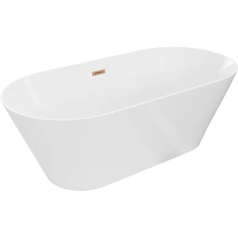 MEXEN/S Luna Slim volně stojící vana 170 x 75, bílá, sifon a přepad měď kartáčovaná 52041707500-65