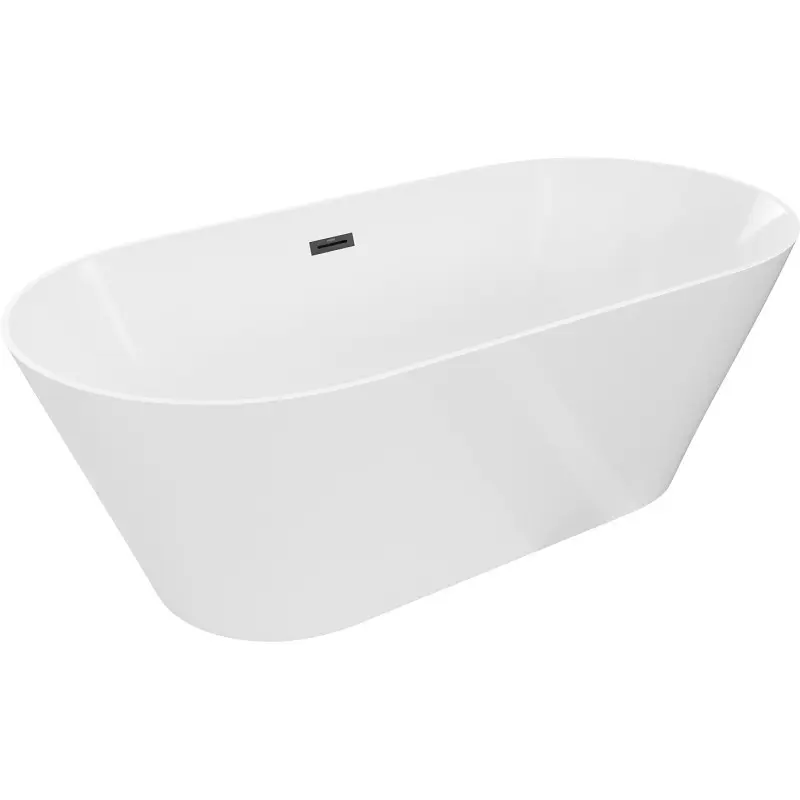 MEXEN/S Luna Slim volně stojící vana 170 x 75, bílá, sifon a přepad černá 52041707500-70