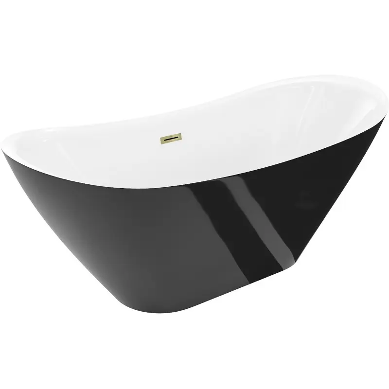 MEXEN/S Lotos volně stojící vana 170 x 75, bílá/černá, sifon a přepad zlatá 52051707775-50