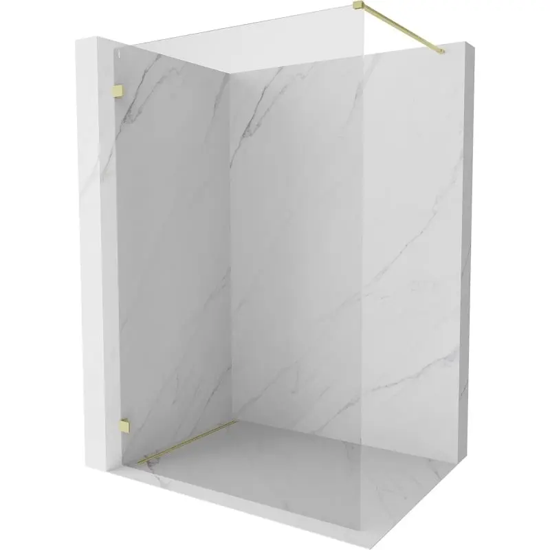 MEXEN/S Lunar Sprchová zástěna WALK-IN levá 90 x 200, transparent 8 mm, zlato kartáčovaná 830-090-000-55-00-L