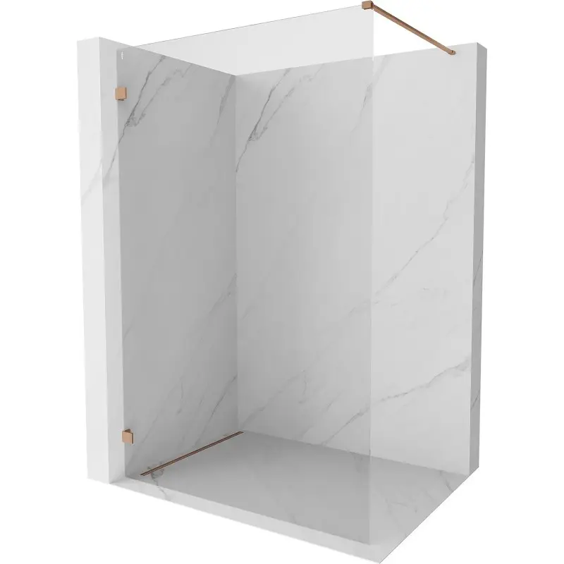 MEXEN/S Lunar Sprchová zástěna WALK-IN levá 100 x 200, transparent 8 mm, měď kartáčovaná 830-100-000-65-00-L