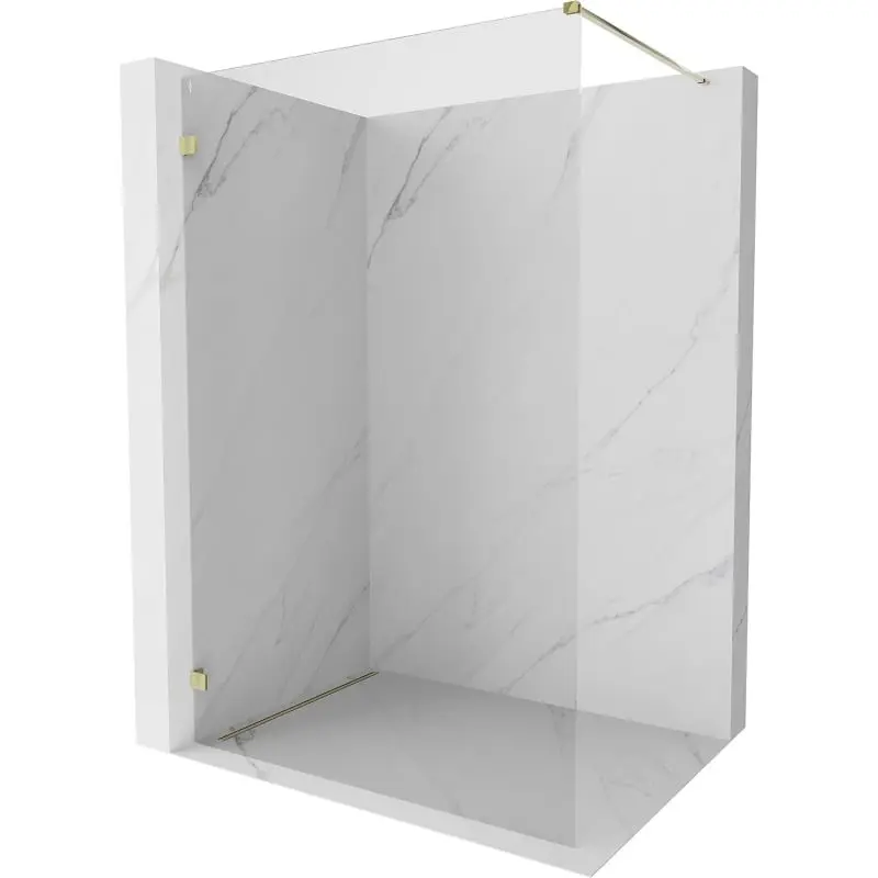 MEXEN/S Lunar Sprchová zástěna WALK-IN levá 130 x 200, transparent 8 mm, zlato 830-130-000-50-00-L