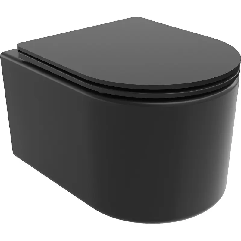 MEXEN/S Sofia Závěsná WC mísa Rimless Tornado včetně sedátka s slow slim, duroplast, černá mat 30541085T