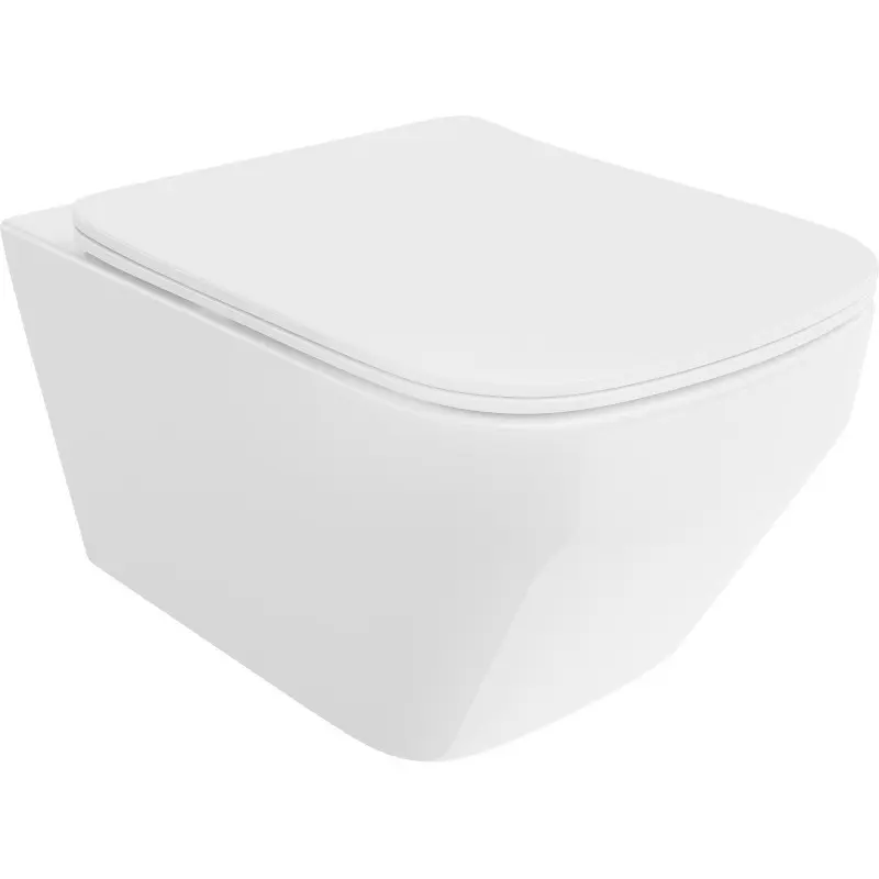 MEXEN/S Riva Závěsná WC mísa Rimless Tornado včetně sedátka s slow slim, duroplast, bílá lesk 30630200T