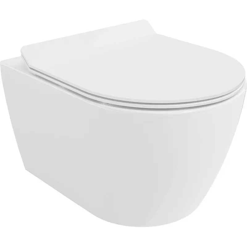 MEXEN/S Carmen Závěsná WC mísa Rimless Tornado včetně sedátka s slow slim, duroplast, bílá lesk 30880100T