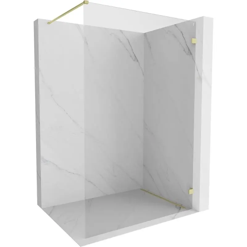 MEXEN/S Lunar Sprchová zástěna WALK-IN pravá 90 x 200, transparent 8 mm, zlato kartáčovaná 830-090-000-55-00-P