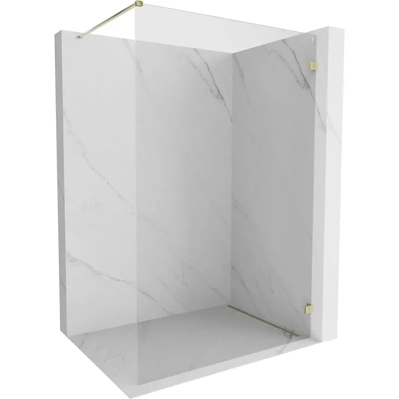 MEXEN/S Lunar Sprchová zástěna WALK-IN pravá 130 x 200, transparent 8 mm, zlato 830-130-000-50-00-P