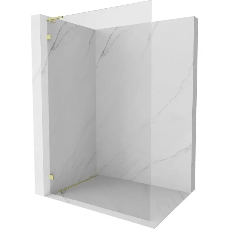 MEXEN/S Lunar L Sprchová zástěna WALK-IN levá 80 x 200, transparent 8 mm, zlato kartáčovaná 830L-080-000-55-00-L