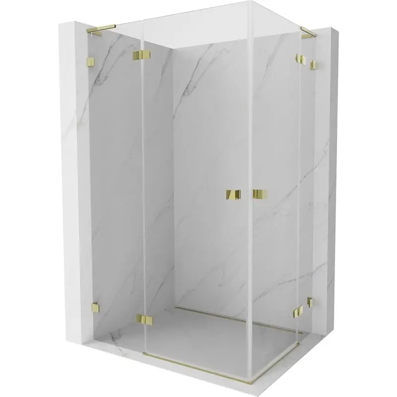 MEXEN/S Lunar L Duo sprchový kout dveře křídlové 115 x 95, transparent, zlato 834L-115L-095P-50-00