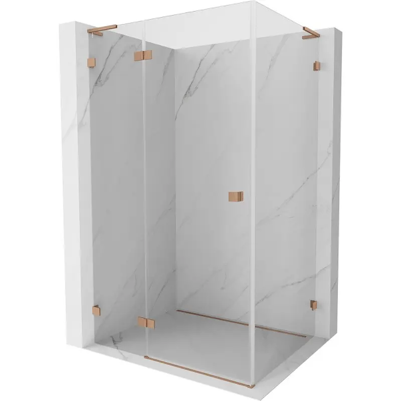 MEXEN/S Lunar L sprchový kout dveře křídlové levá 95 x 90, transparent, měď kartáčovaná 834L-095-090-65-00-L