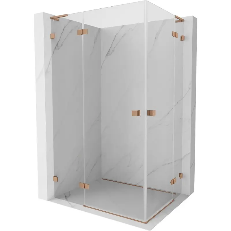 MEXEN/S Lunar L Duo sprchový kout dveře křídlové 120 x 105, transparent, měď kartáčovaná 834L-120L-105P-65-00