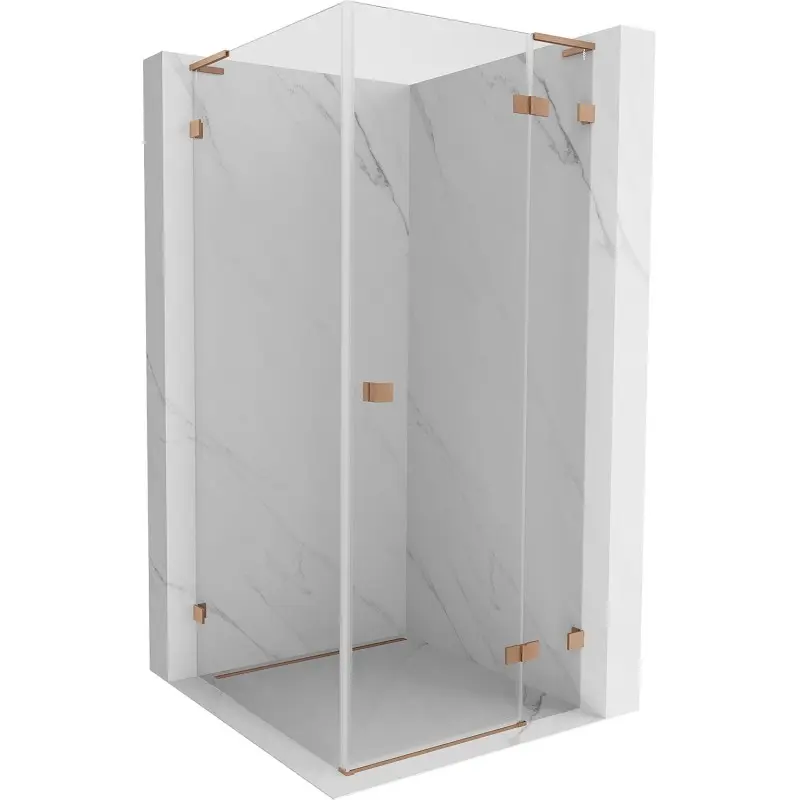 MEXEN/S Lunar L sprchový kout dveře křídlové pravá 90 x 90, transparent, měď kartáčovaná 834L-090-090-65-00-P