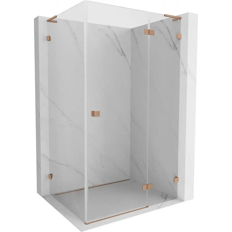 MEXEN/S Lunar L sprchový kout dveře křídlové pravá 95 x 90, transparent, měď kartáčovaná 834L-095-090-65-00-P