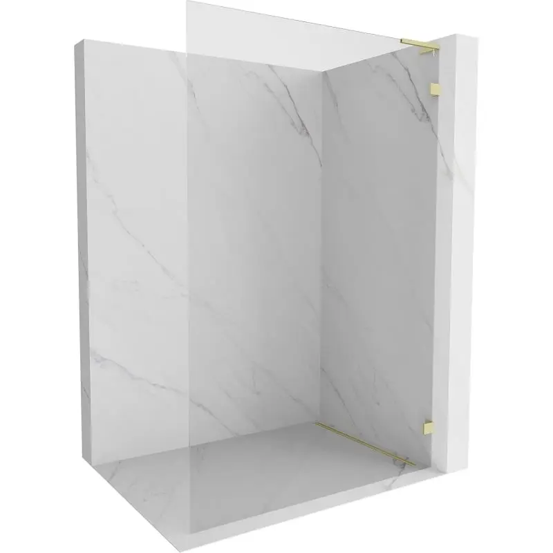 MEXEN/S Lunar L Sprchová zástěna WALK-IN pravá 90 x 200, transparent 8 mm, zlato kartáčovaná 830L-090-000-55-00-P