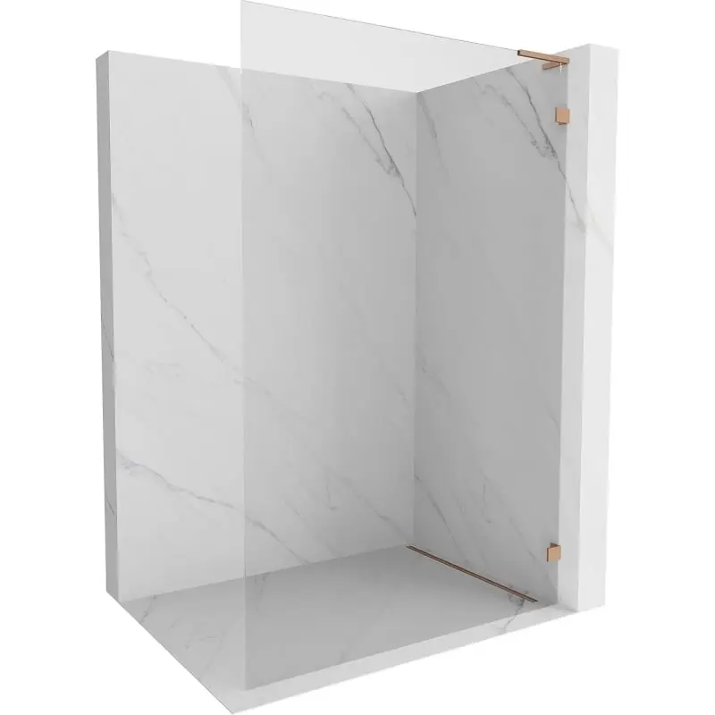 MEXEN/S Lunar L Sprchová zástěna WALK-IN pravá 60 x 200, transparent 8 mm, měď kartáčovaná 830L-060-000-65-00-P