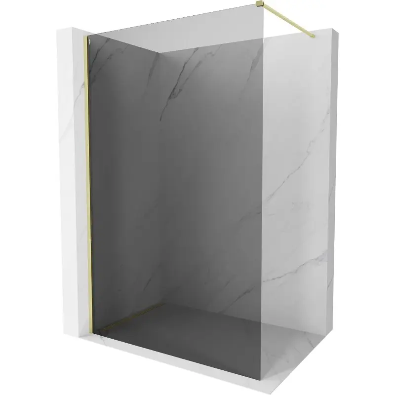 MEXEN/S Kioto-X Sprchová zástěna WALK-IN 60 x 200, grafit 10 mm, zlato kartáčovaná 800-060-101-55-40-X