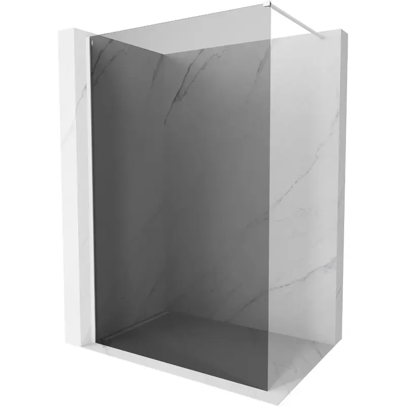 MEXEN/S Kioto-X Sprchová zástěna WALK-IN 80 x 200, grafit 10 mm, bílá 800-080-101-20-40-X