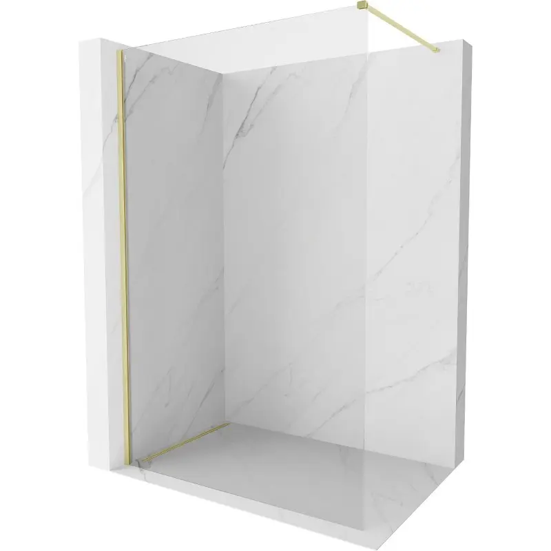 MEXEN/S Kioto-X Sprchová zástěna WALK-IN 80 x 200, transparent 10 mm, zlato kartáčovaná 800-080-101-55-00-X
