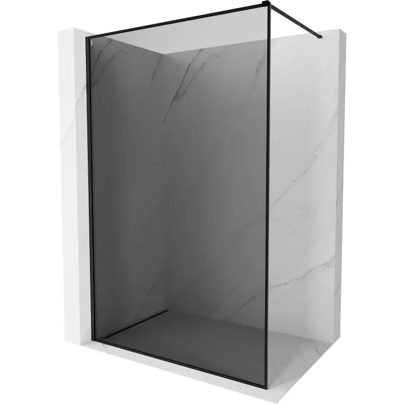 MEXEN/S Kioto-XF Sprchová zástěna WALK-IN s rámem 60 x 202, grafit 10 mm, černá 800-060-104-70-40-X