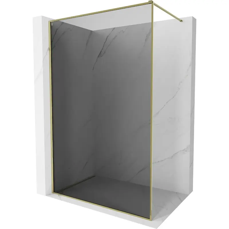 MEXEN/S Kioto-XF Sprchová zástěna WALK-IN s rámem 70 x 202, grafit 10 mm, zlato 800-070-104-50-40-X