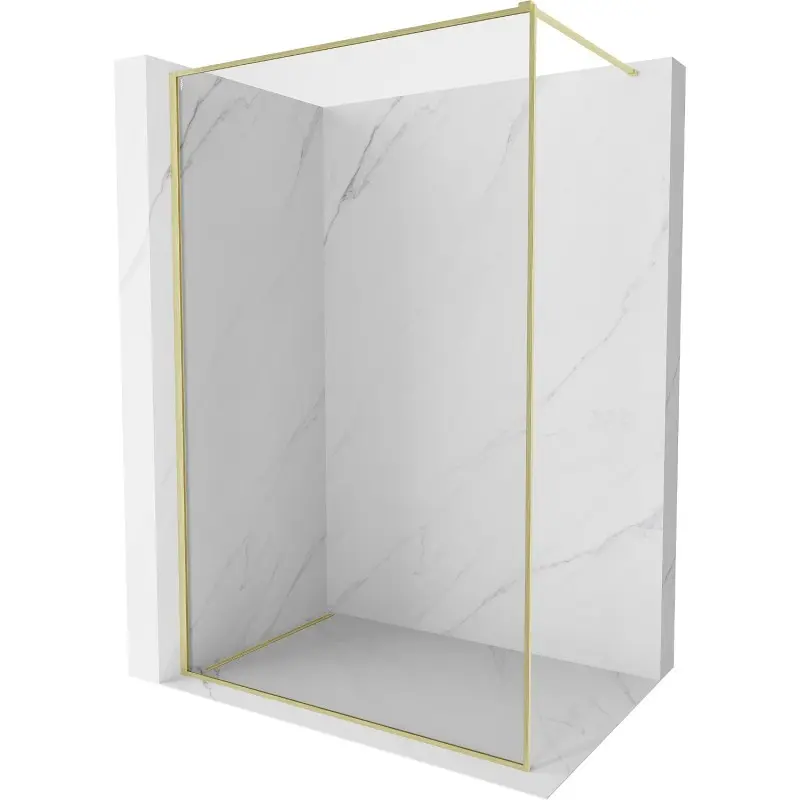 MEXEN/S Kioto-XF Sprchová zástěna WALK-IN s rámem 70 x 202, transparent 10 mm, zlato kartáčovaná 800-070-104-55-00-X