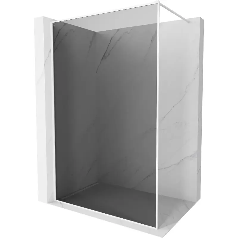 MEXEN/S Kioto-XF Sprchová zástěna WALK-IN s rámem 90 x 202, grafit 10 mm, bílá 800-090-104-20-40-X