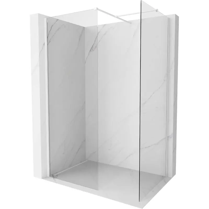 MEXEN/S Kioto-X Sprchová zástěna WALK-IN 90 x 80, transparent 10 mm, bílá 800-090-202-20-00-080-X