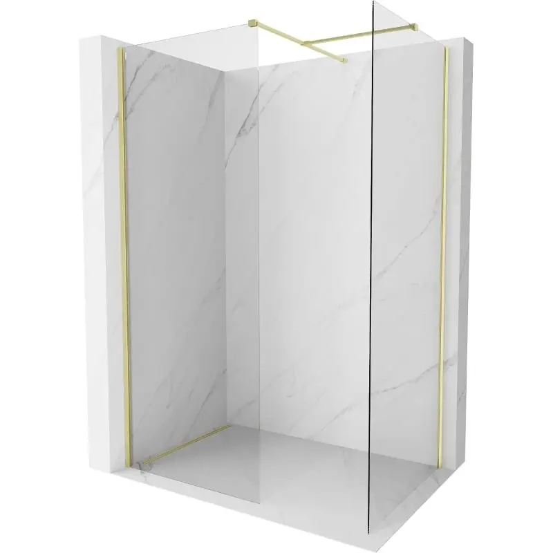 MEXEN/S Kioto-X Sprchová zástěna WALK-IN 90 x 70, transparent 10 mm, zlato kartáčovaná 800-090-202-55-00-070-X