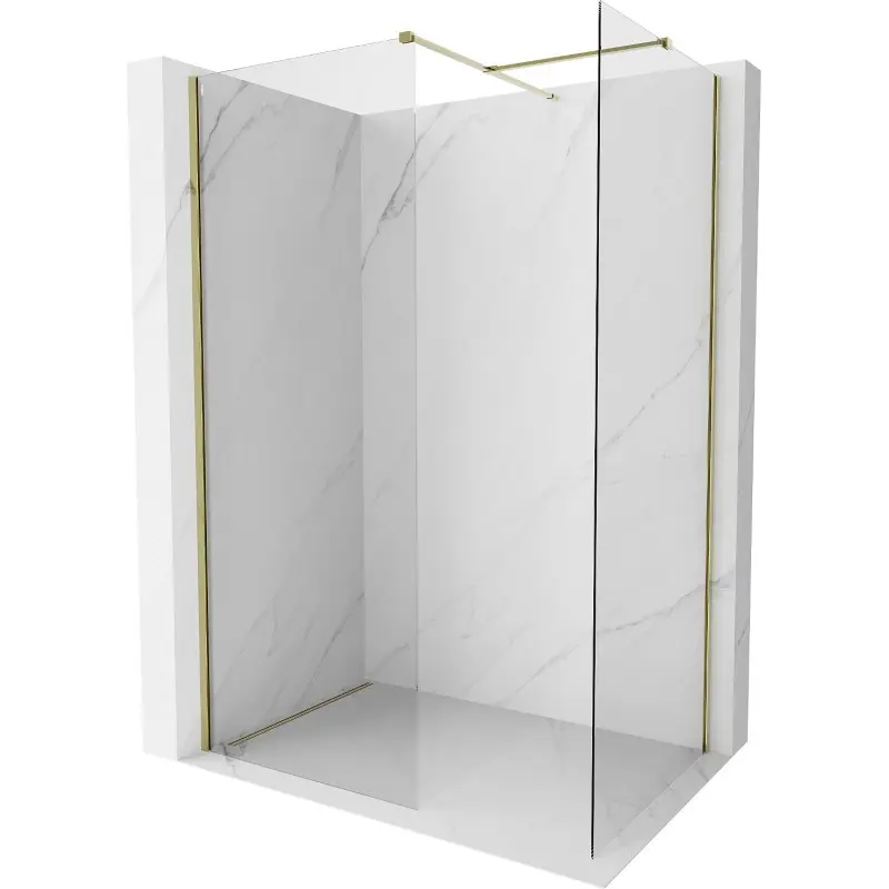 MEXEN/S Kioto-X Sprchová zástěna WALK-IN 120 x 70, transparent 10 mm, zlato 800-120-202-50-00-070-X
