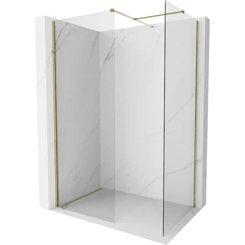 MEXEN/S Kioto-X Sprchová zástěna WALK-IN 120 x 80, transparent 10 mm, zlato 800-120-202-50-00-080-X