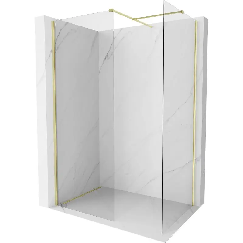 MEXEN/S Kioto-X Sprchová zástěna WALK-IN 120 x 70, transparent 10 mm, zlato kartáčovaná 800-120-202-55-00-070-X