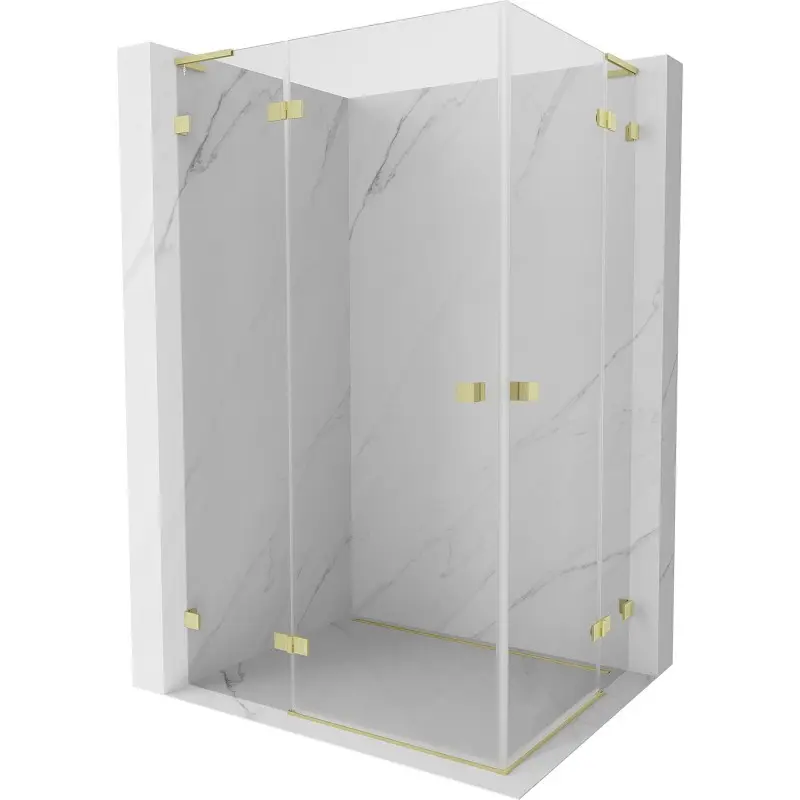 MEXEN/S Lunar L Duo sprchový kout dveře křídlové 105 x 90, transparent, zlato kartáčovaná 834L-105L-090P-55-00