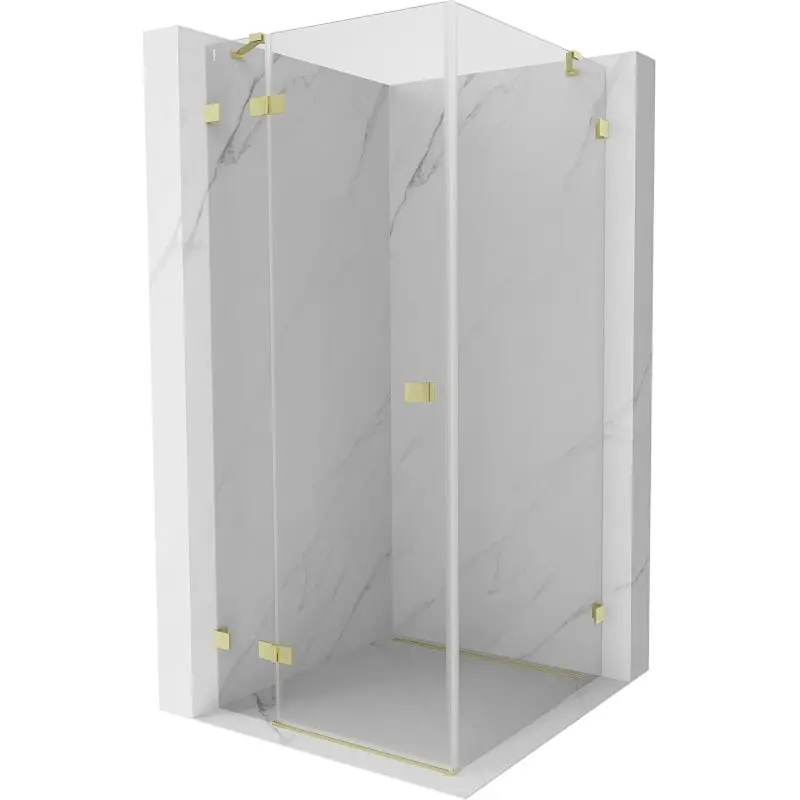 MEXEN/S Lunar sprchový kout dveře křídlové levá 90 x 90, transparent, zlato kartáčovaná 834-090-090-55-00-L