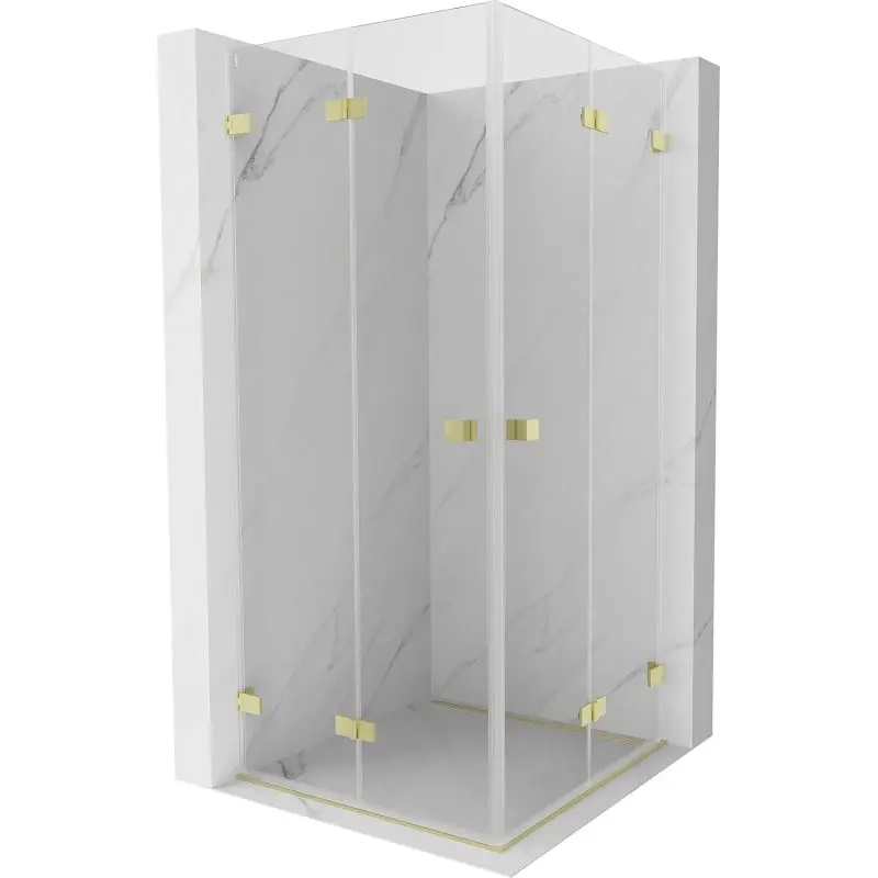 MEXEN/S Lunar-F Duo sprchový kout skládací dveře 90 x 90, transparent, zlato kartáčovaná 836-090L-090P-55-00