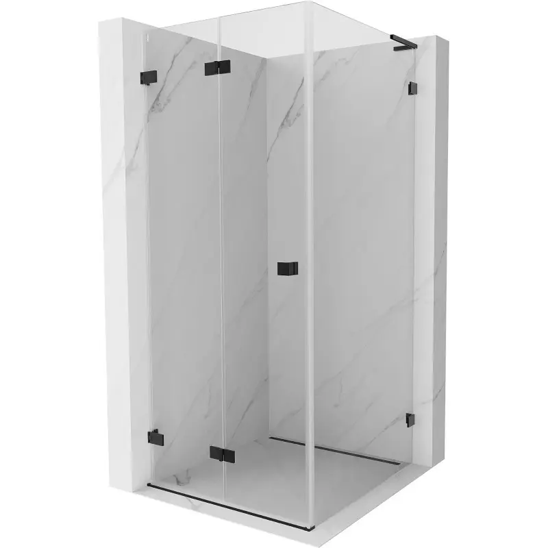 MEXEN/S Lunar-F L sprchový kout skládací dveře levá 90 x 90, transparent, černá 836L-090-090-70-00-L