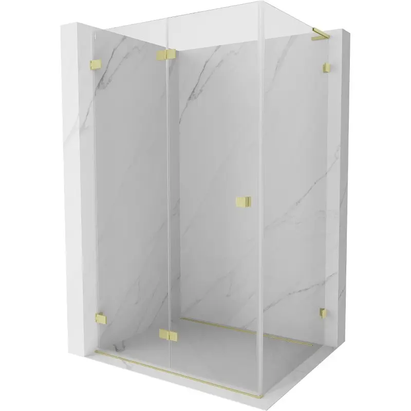 MEXEN/S Lunar-F L sprchový kout skládací dveře levá 95 x 90, transparent, zlato kartáčovaná 836L-095-090-55-00-L