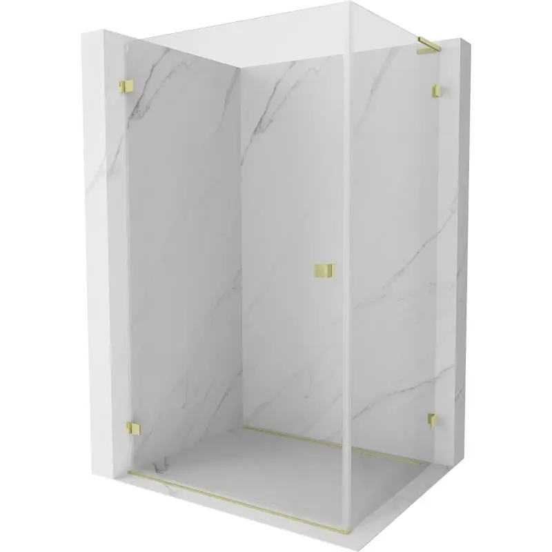 MEXEN/S Lunar-B L sprchový kout dveře křídlové levá 95 x 90, transparent, zlato kartáčovaná 832L-095-090-55-00-L