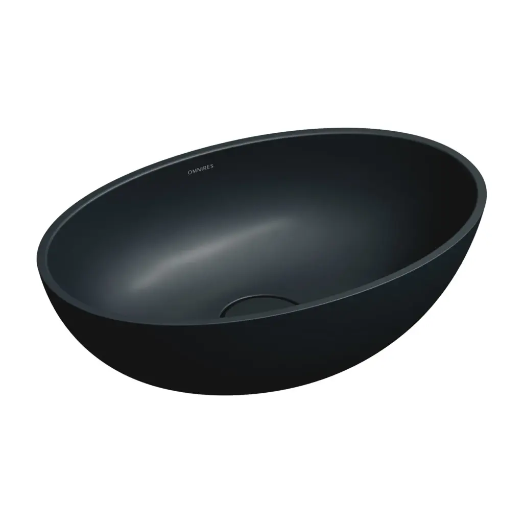 OMNIRES SHELL M+ umyvadlo na desku, 50 x 32 cm, černá lávově matná SHELL500UNBLV