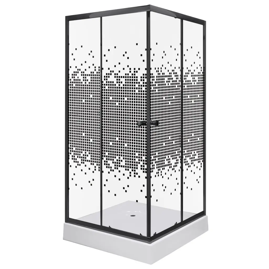 KERRA Sprchový kout Černý Pixel SQ 90 (s vaničkou) 5907548118356